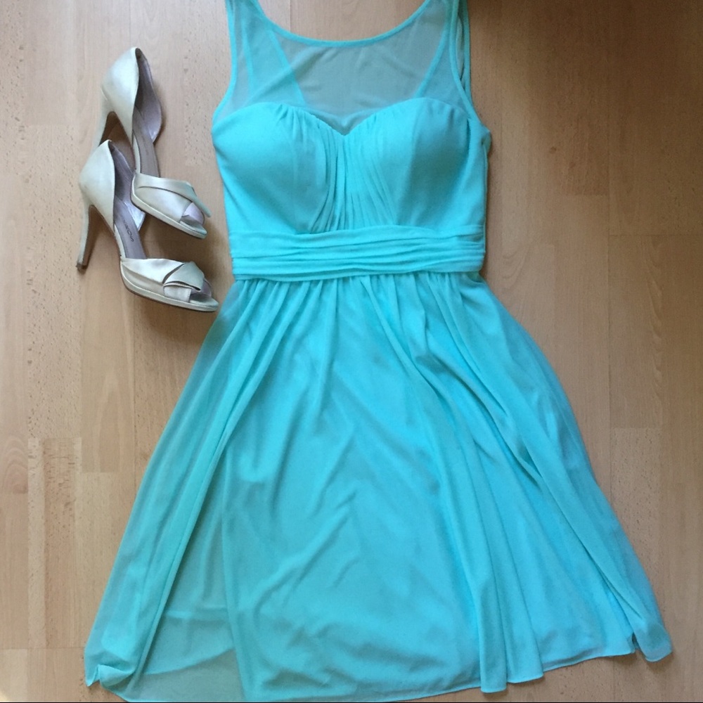 Light teal blue bridesmaid dress